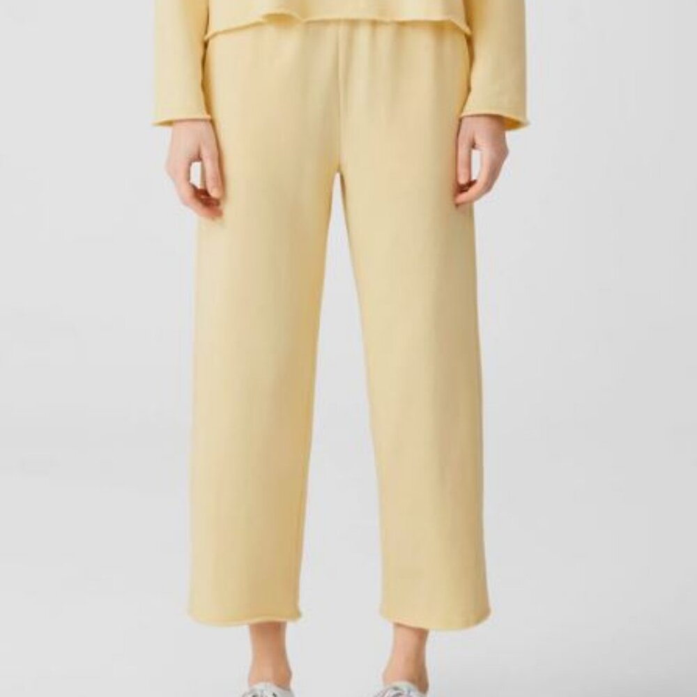 *NWT* EILEEN FISHER ORGANIC COTTON FRENCH TERRY STRAIGHT PANT_BUTTER_L_$158
